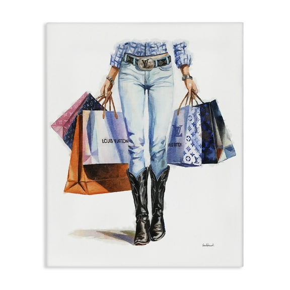 Stupell Industries Fashionable Country Gal People Painting Wrapped Canvas Art Print Wall Art, 16 x 20