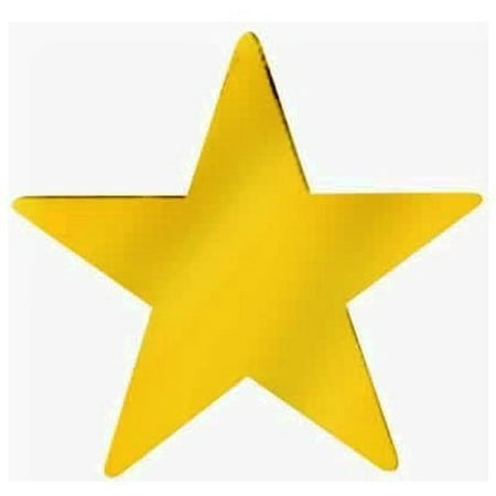 Gold Star 12" Cutout - 1 Dozen Gold Foil Cardboard Star Cutouts