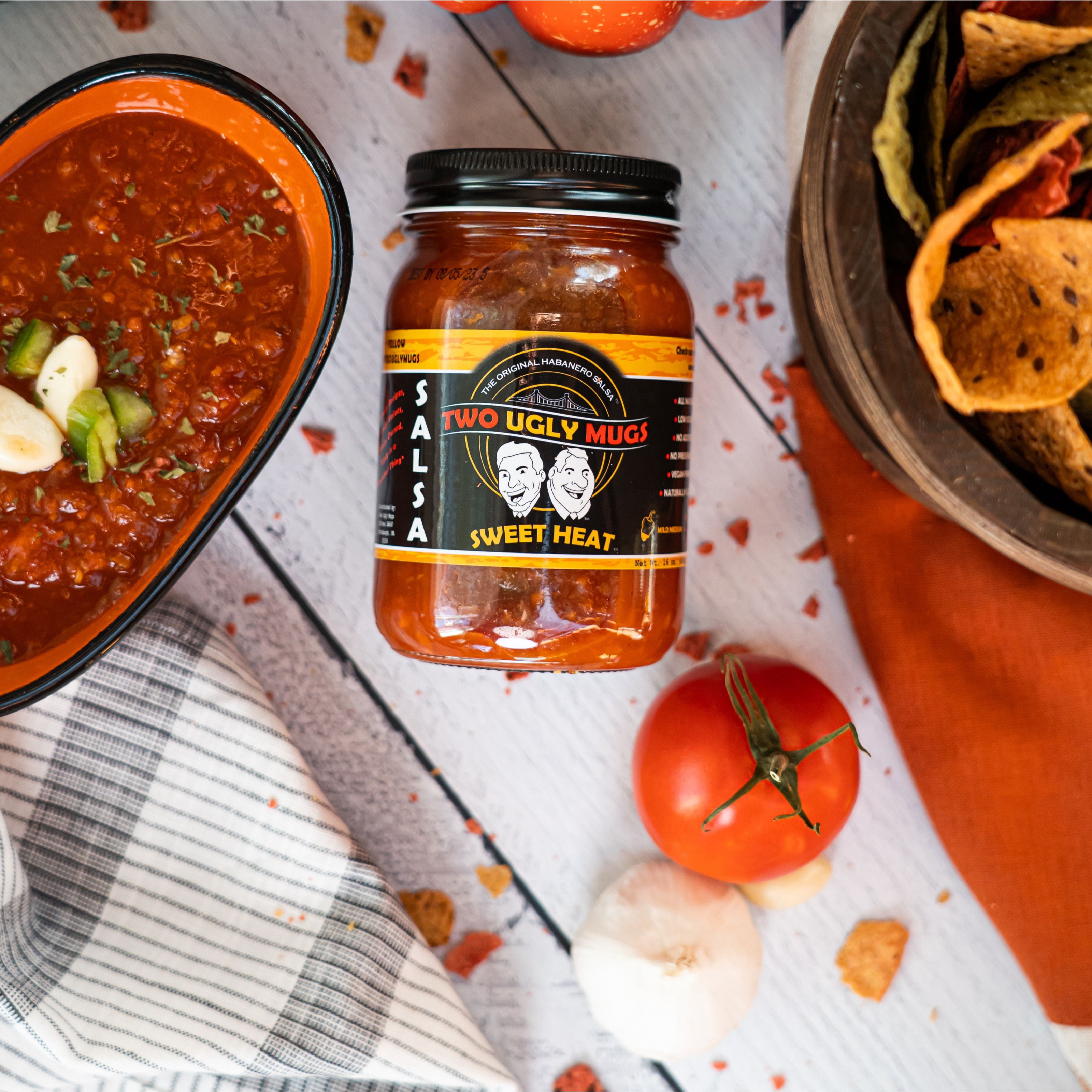 (3 pack) Two Ugly Mugs Salsa Sweet Heat, All Natural Mild Salsa, 16 oz