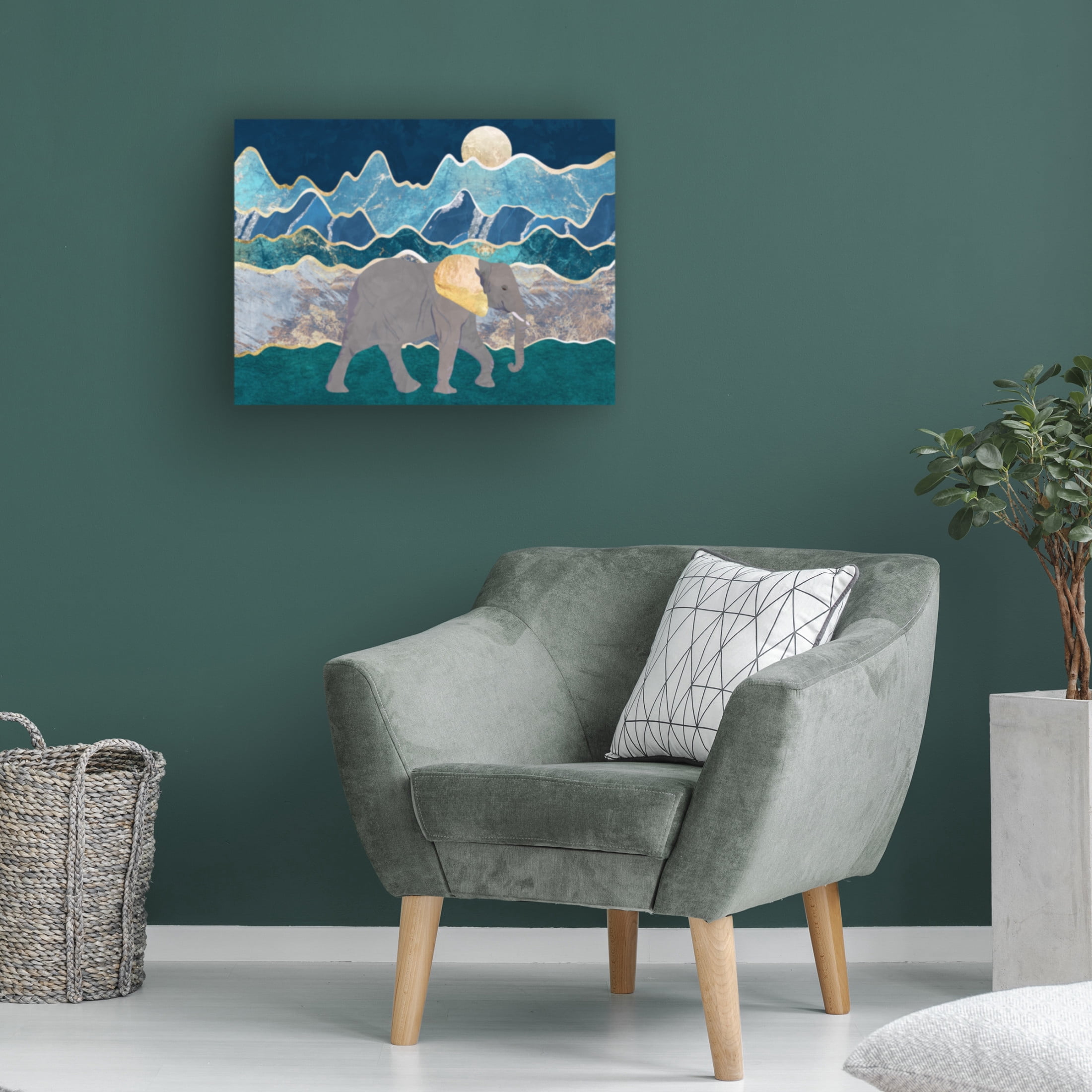 Trademark Fine Art Sarah Manovski  Landscape elephant moonlit mountains Canvas Wall Art