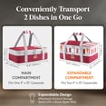 thumbnail image 5 of Lifewit Expandable Insulated Casserole Carrier for Hot or Cold Food, Double Decker Food Bag Lasagna Holder Carry Tote for Potluck Parties/Picnic/Cookouts, Fits 9"x13" Baking Dish, Red, 5 of 9