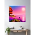 thumbnail image 2 of The Pink Paradise: Beach, Sunset, Fantasy, Cartoon, And Mountain Poster Wall Art, Modern Wall Decor, 30x30 UNFRAMED, 2 of 3
