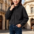 thumbnail image 6 of BXJX Girls Fleece Jackets, Warm Zip‑Up Stand Collar Casual Cropped Outerwear Black Size 9-10 T, 6 of 7