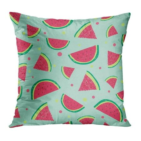 - ECCOT Blue Bright Watermelon Slices Colorful Color Food Fresh Fruit Healthy Pillowcase Pillow Cover Cushion Case 18x18 inch