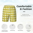 thumbnail image 5 of Sigee Yellow Checkboard Print Mens Swim Trunks with Compression Liner Quick Dry Swim Stretch Beach Shorts with Pockets,S-3XL, 5 of 7