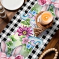 thumbnail image 3 of Easter Table Runner 120 Inches, Spring Watercolor Bunny Eggs Flowers Black Plaid Bed Runner Dresser Scarves Tabletop for Indoor Outdoor Parties/Ceremony/Banquet, 13"x 120", 3 of 8