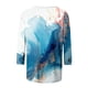 thumbnail image 4 of ICHUANYI Clearance Women's Fashion Printed T-shirt 3/4 Sleeves Blouse Round Neck Casual Tops(Sky Blue, M) ICHUANYI WER2023080803486, 4 of 5