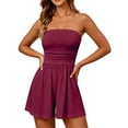 thumbnail image 2 of Womens Romper Summer 2026 Strapless Tube Tops Beach Vacation Clothes Boho Loose Spring Shorts Jumpsuits Pockets Wine S, 2 of 5