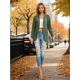 thumbnail image 5 of JWD Women's Cardigan Soft and Comfortable Pocket Top Fan-Shaped Hem Knitted Sweater Long Sleeved Coat Army Green L, 5 of 6