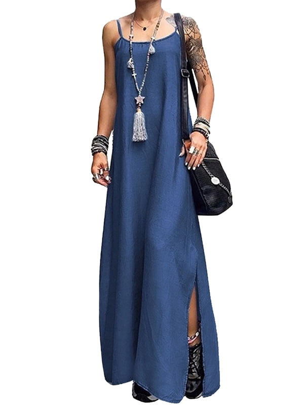 denim long maxi dress