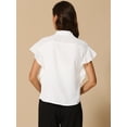 thumbnail image 4 of DARING DIVA Women's Stand Collar Ruffle Sleeve Blouse M White, 4 of 6