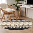 thumbnail image 6 of Brown Ethnic Round Rug 3.3ft Washable Circle Entryway Rugs Non Slip Southwest Zigzag Weave Boho Retro Geometric Area Rug Indoor Floor Carpet for Bedroom Kitchen Living Room Office Dining Room Nursery, 6 of 9