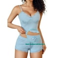 thumbnail image 3 of Sexyfree Women Pajama Set Sexy Lace Trim Cami and Side Slit Shorts Sleepwear V Neck Pjs Nightwear, 3 of 4