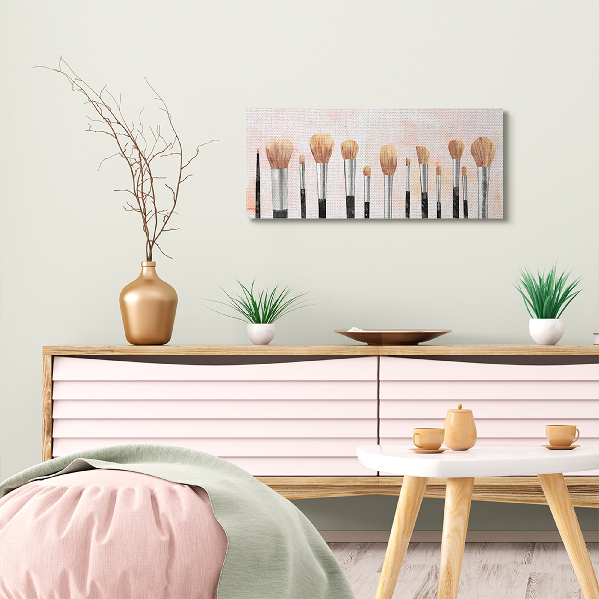 Stupell Industries Makeup Brush Collection Pink Fashion Painting Canvas Wall Art by Ziwei Li