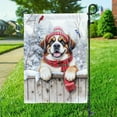 thumbnail image 3 of Playful Saint Bernard Welcomes Winter Snowy Day with Cardinal Bird Garden Flag 12x18in Double Sided St Dog Lover Outdoor Decor - 2017, 3 of 5