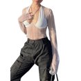 thumbnail image 2 of Camiseta de mujer VISgogo, camisetas de manga larga transparentes de retazos ajustadas para mujer para fiesta de Club VISgogo moda, 2 of 9