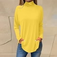 thumbnail image 2 of LISTHA Plus Size Turtlenecks for Women Long Sleeve Shirts Loose Fit Oversized Tshirts with Hem Lightweight Basic Top Yellow XL, 2 of 5