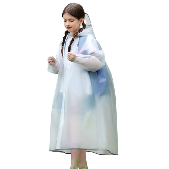 UACY Reusable Rain Jacket for Girls Waterproof Long Sleeve Rain Coat Poncho with Hood Kids Lightweight Long Sleeve Raincoat (Pink, 13-14 Years)