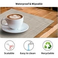 thumbnail image 7 of Astarin Placemats, Woven Crossweave Placemat for Dining Table, PVC Vinyl Kitchen Mat, Set of 4, 12x18 Inches, Beige, 7 of 7