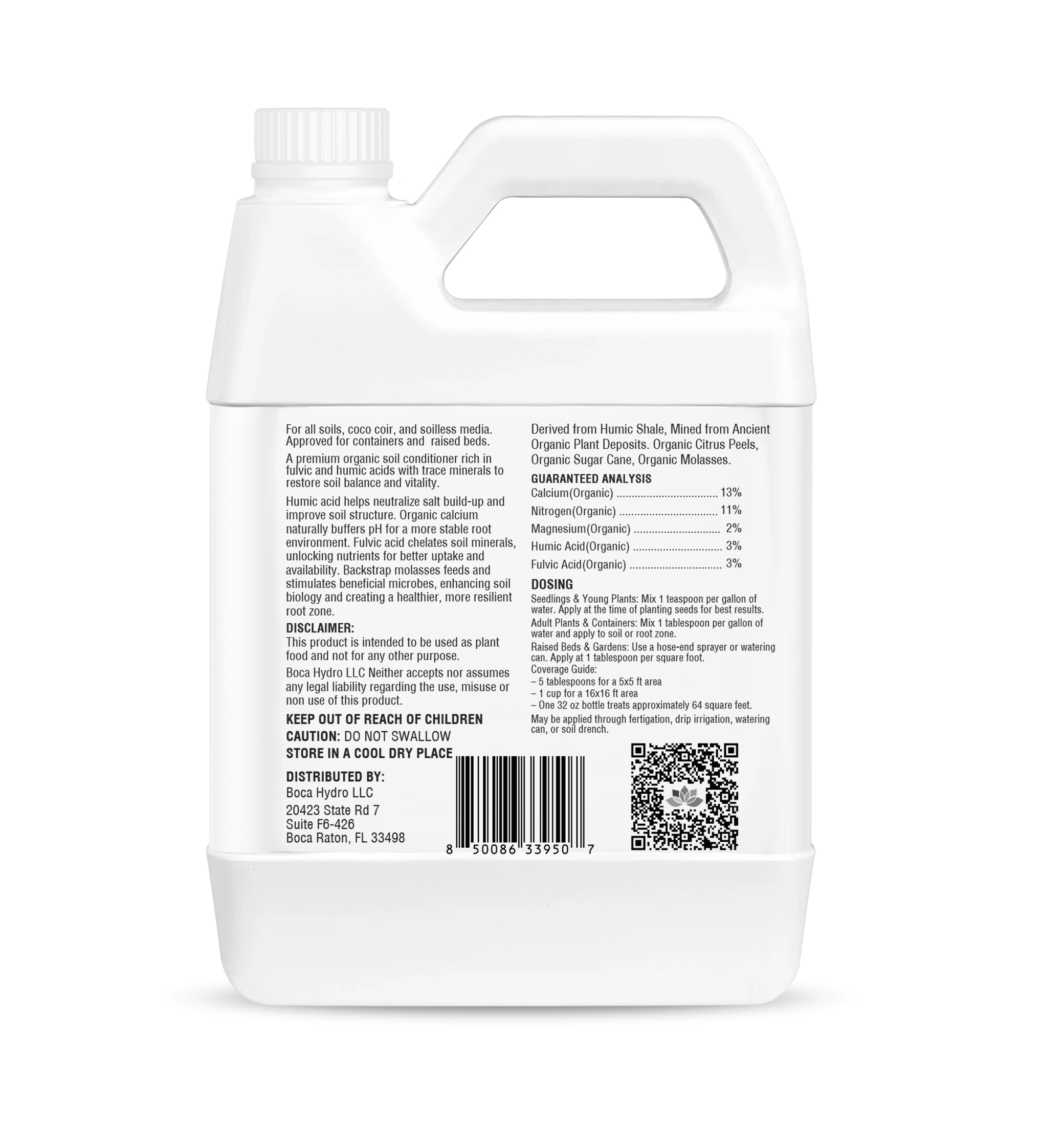 Boca Hydro Ancient Earth Soil Conditioner – Organic Humic & Fulvic Acid Blend with Calcium, Nitrogen & Molasses – Improves Nutrient Uptake, Buffers pH, Neutralizes Salt, Loosens Clay & Restores Soil
