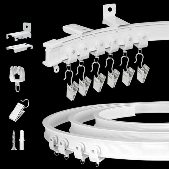 shiyou-Ceiling Curtain Track, Curtain Track Ceiling Wall Mount \u2013 Two Ways To Install, 16Ft Curtain Track Room Divider Flexible Sliding Curved Rv Curtain Track System Track Hooks for Bay Window