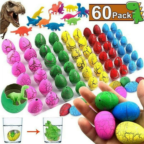 60 Pack Dinosaur Eggs Toys Hatching in Water Pool Toys Games Dino Easter Eggs Crack Novelty Toy with Assorted Color for Toddler