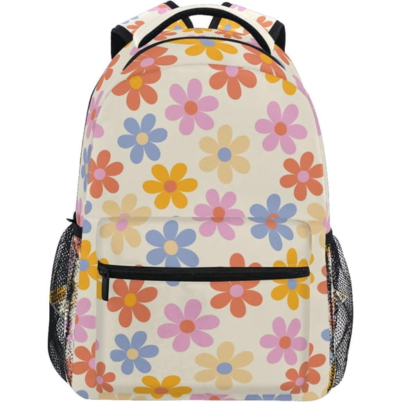 Daisy Flowers Kids Backpack Floral Orange Chamomile School Backpacks Boys Girls Preschool Book Bag