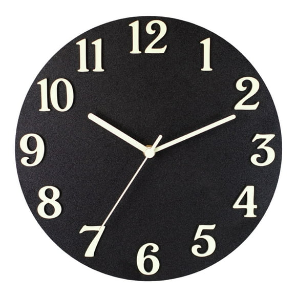 simhoa 12" Glowing Wall Clock Hanging Light In The Dark With Glow Function Analog Clock Black