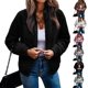 thumbnail image 3 of Mujer Invierno Chaqueta De Manga Larga Moda Otoño Invierno Cálido Color Puro Cremallera Frente Abierto Outwear Abrigo Negro XL, 3 of 5