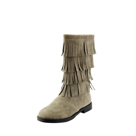 The Doll Maker Tall Fringe Flat Suede Boot-TD173025B-10