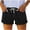 C01 Black, variant on Jean Shorts Womens High Waisted Drawstring Elastic Waist Rolled Cuffs Soft Stretch Denim Shorts with Pockets White L