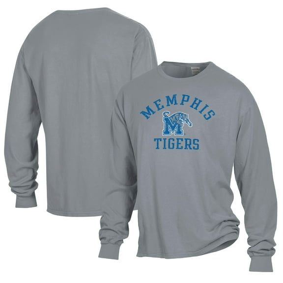 Men's ComfortWash Gray Memphis Tigers Garment Dyed Long Sleeve T-Shirt