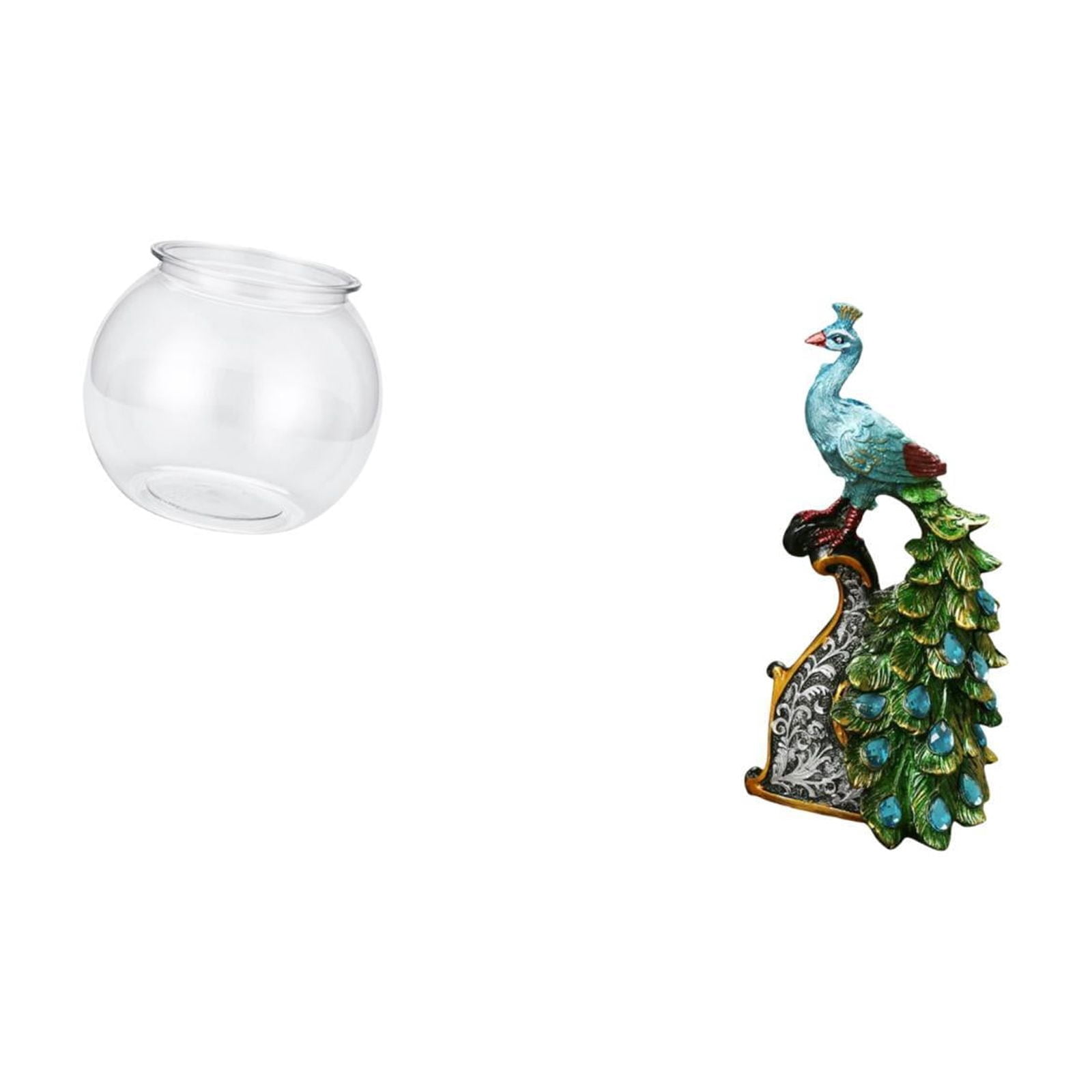 CarpNettore Elegant Transparent Peacock Fish Tank Vase Ornament for Office Table Home Bedroom Living Room Bookshelf Decoration Collection