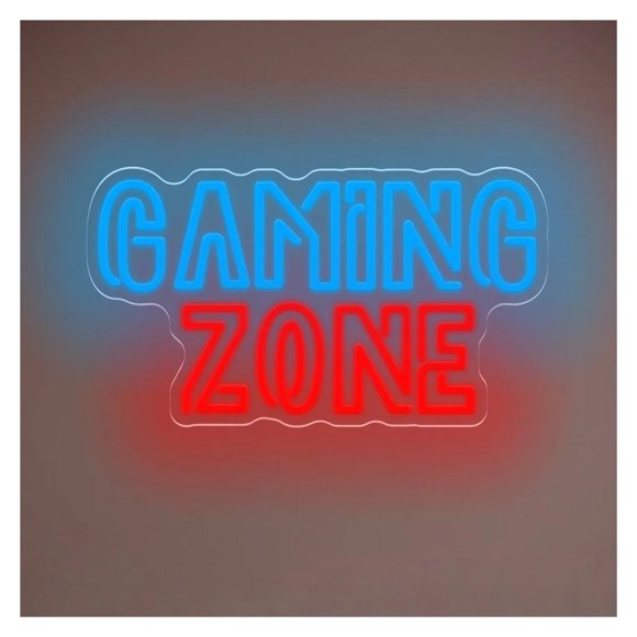 Letrero De Neón Gaming Zone Con Luz LED Regulable Por USB Para Sala De Juegos, Dormitorio, Sala De Estar, Bar, Fiesta, Decoración De Pared, 40.6cmx22.8cm