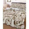 thumbnail image 3 of Quilts Twin-XL Size Bedding Set, Beige Cartoon Cats Lightweight Quilted Comforter, Modern Abstract Art Striped Cats Soft Reversible Bedspread Coverlet with Pillow Covers for All Season, 68" x 98", 3 of 7