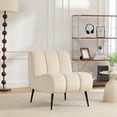 thumbnail image 3 of 24.4" Wide Modern Upholstered Armless Chair with Black Metal Legs, Velvet Accent Chair for Living Room,Bedroom,Office and Reading Room,Beige, 3 of 14