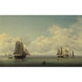 thumbnail image 2 of Charles Brooking 18x13 Black Ornate Wood Framed Double Matted Museum Art Print Titled - Fishing Boats in a Calm Sea (1745 - 1759), 2 of 5