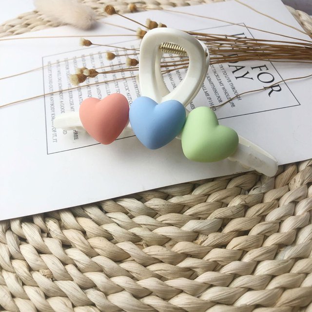 Clips de Garra de Pelo Acrílico Abrazaderas de Pelo Durable Jaw Heart Blanco 11cm Hugo Clips de garra de pelo de las mujeres