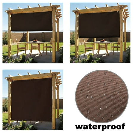 EZ2hang Waterproof 8x8ft Coffee Adjustable Side SunShade Panel Wall for Pergola, Patio, Window, Instant Canopy or Gazebo