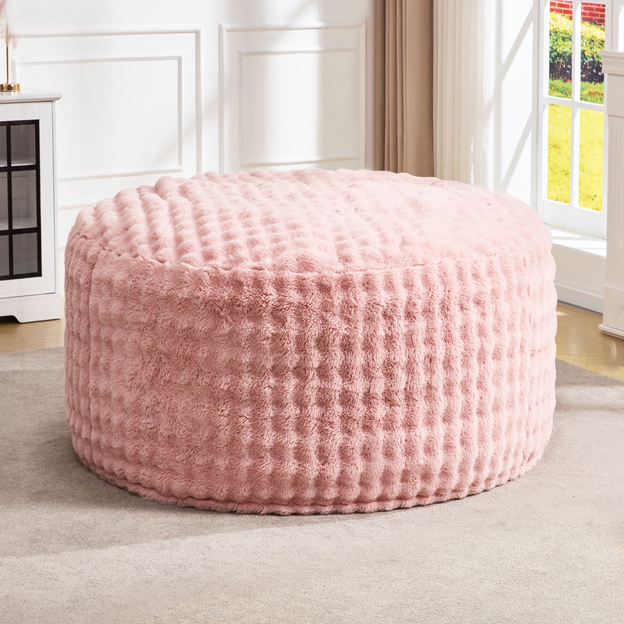 Hobestluk Bean Bag Chairs Beanbag Chair with Filler Adult Bean Bags with Fluffy & Machine Washable Cover, Giant Bean Bag Chairs for Adults (Pink, 3FT-36" x 36" x 22")