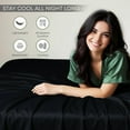 thumbnail image 6 of 100% Bamboo Split King Sheet Set - Ultra Soft, Breathable & Cooling, Ideal for Hot Sleepers, 16" Deep Pocket, Hotel Luxury Bedding (Jet Black), 6 of 8