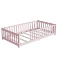 thumbnail image 6 of Alvantor Twin Size Montessori Floor Bed for Kids with Rails, Rubber Wood Toddler Bed Frame Low to Ground, No Box Spring Needed, Pink, 6 of 8