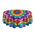 thumbnail image 5 of Colorful Rainbow Tie Dye Spiral Pattern Round Tablecloth 60"x60",Wrinkle Wipeable Table Cloth for Kitchen Dining Room Picnic Patio Party, 5 of 6