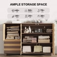 thumbnail image 5 of Leumius 55"Buffet Sideboard Cabinet Storage, Versatile Kitchen Storage Cabinet with Hand Carved Craftsmanship Featuring 2 Drawers and 3 Doors for Living Room Home Office Brown+Yellow, 5 of 9