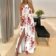 thumbnail image 2 of USSUMA Women One Shoulder Hollow Slit Long Dress Elegant Sleeveless High Waist Party Ruched Maxi Dress Floral Shift Sun Dress, 2 of 8