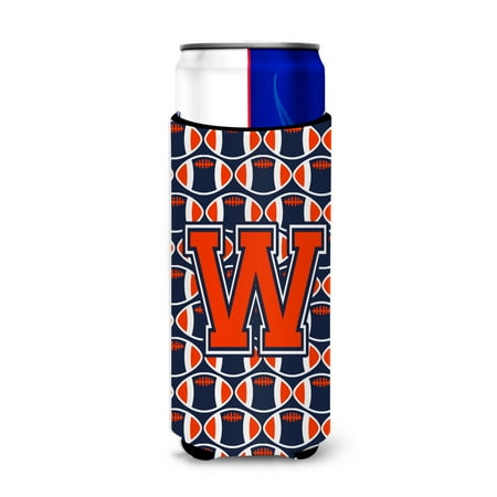

Carolines Treasures CJ1066-WMUK Letter W Football Orange Blue and white Ultra Beverage Insulators for slim cans Slim
