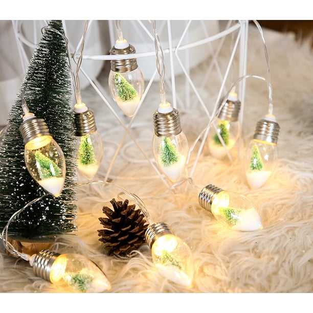 Árbol de Navidad String Snow Globe Lights, Playground Christmas Tree Snow String Lights Christmas Lights Christmas Party Lights, Christmas Fashion Party Decoration Gift (2 metros 10 lighats) brillar Electrónica