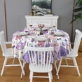 thumbnail image 2 of Purple Gothic Cat Crystal Pattern Round Tablecloth 60"x60",Wrinkle Wipeable Table Cloth for Kitchen Dining Room Picnic Patio Party, 2 of 6
