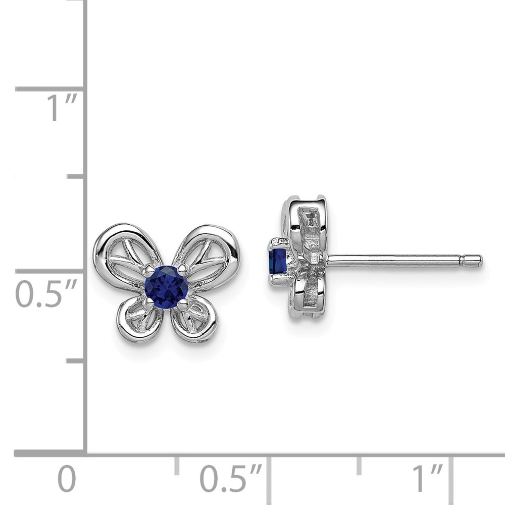 Sterling Silver Rhodium-plated Created Sapphire Earrings - image 2 of 5