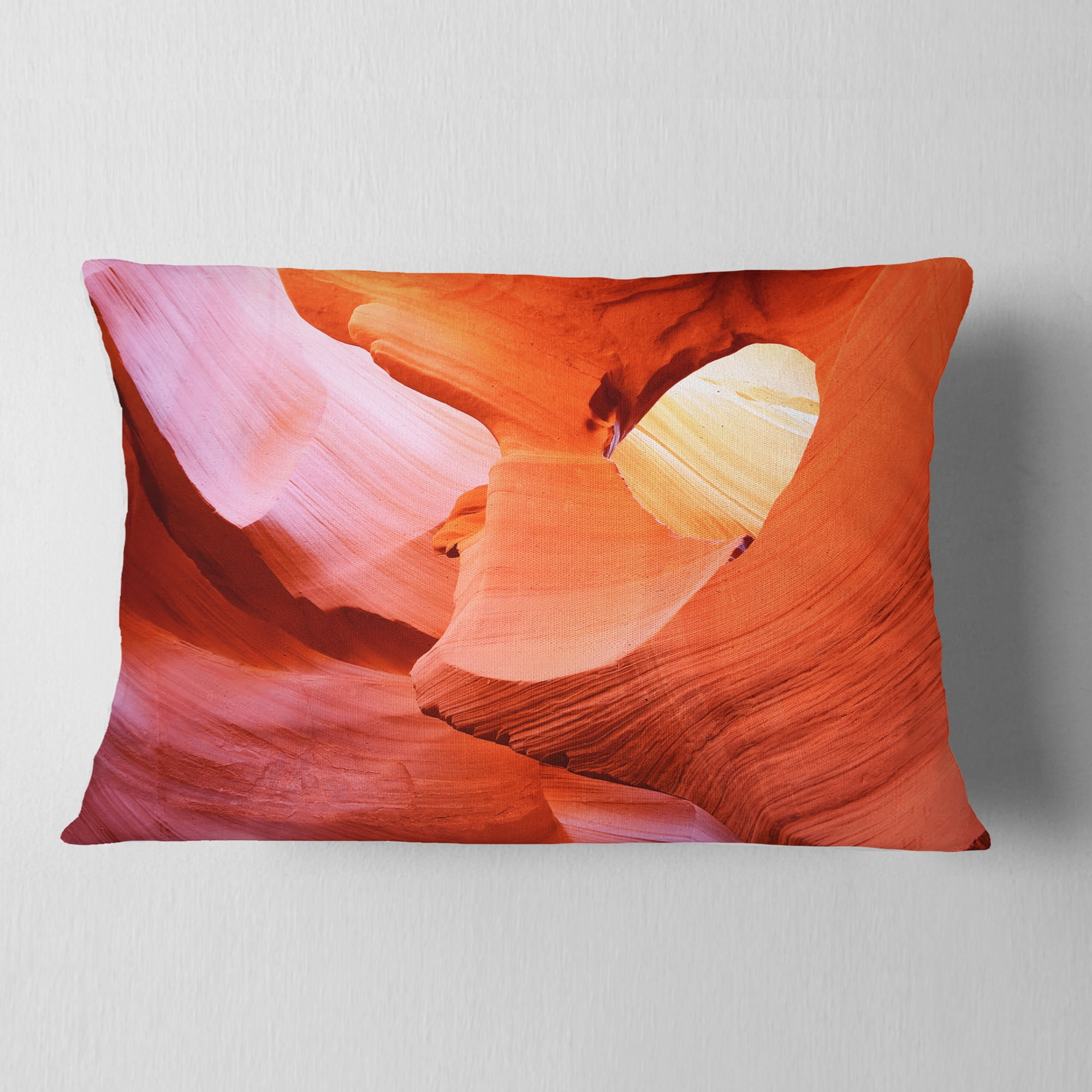 Designart Antelope Canyon Inside - Landscape Photo Throw Pillow - 12x20
